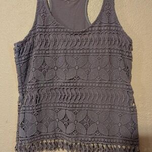 Tikirani grey crochet‎ boho top